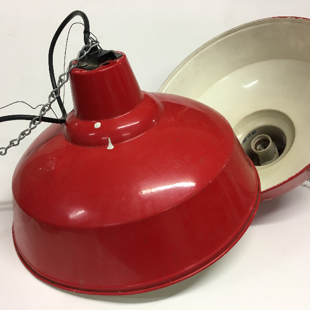 LAMPSHADE, Hanging Light - WIRED - Red Enamel (White Under)